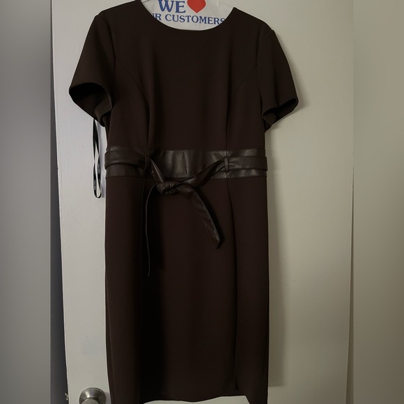 calvin klein brown leather dress NWT Calvin Klein Faux Suede and Faux Leather